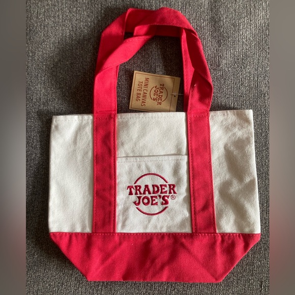 trader joes Accessories - Trader Joe’s Mini Canvas Tote Bag Red NEW NWT Limited Edition